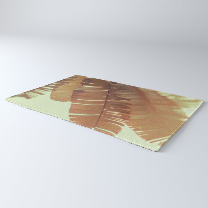 Sunset Banana Leaves tropical leaf botanical photograph Rug Gallery Image 3