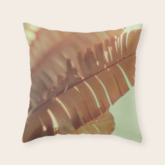 Sunset Banana Leaves tropical leaf botanical photograph Throw Pillow Gallery Image 6