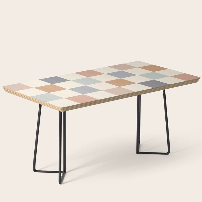 Blue & Beige Neutral Checker Coffee Table Gallery Image 1
