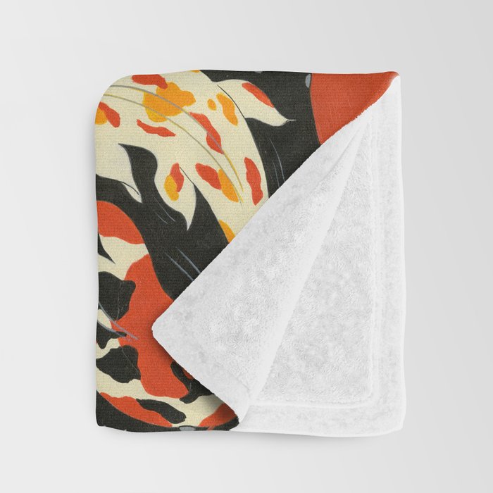 Koi in Black Water Throw Blanket Gallery Image 3