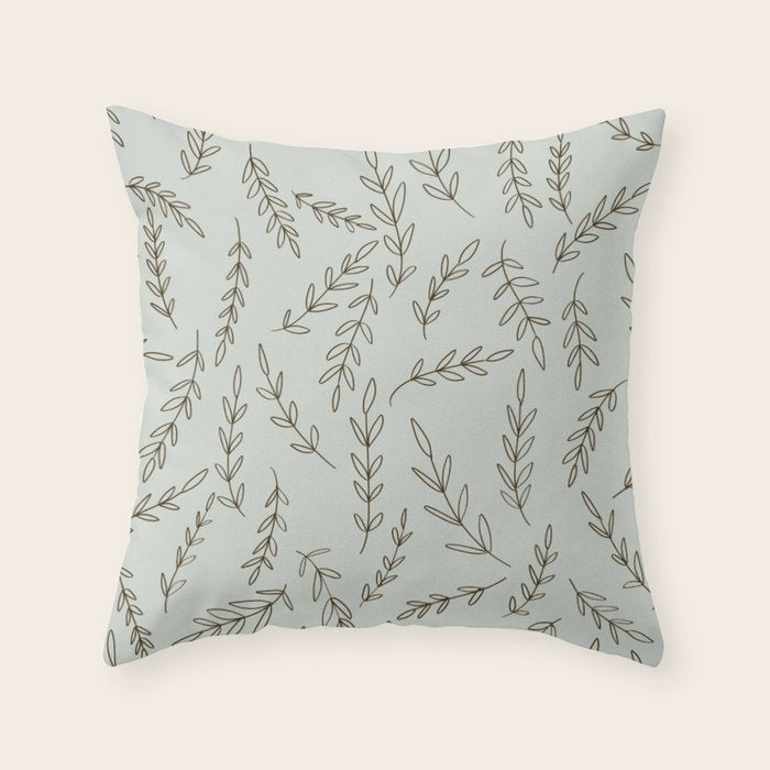 Rosemary Sketch Pattern Throw Pillow Gallery Image 1