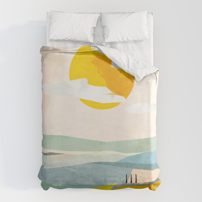Tuscany italy landscape abstract art Duvet Cover Gallery Image 1
