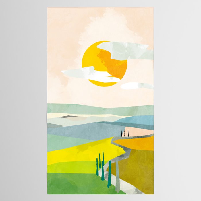 Tuscany italy landscape abstract art Tablecloth Gallery Image 2