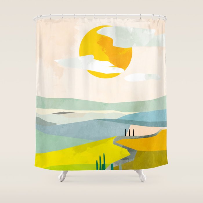 Tuscany italy landscape abstract art Shower Curtain Gallery Image 1