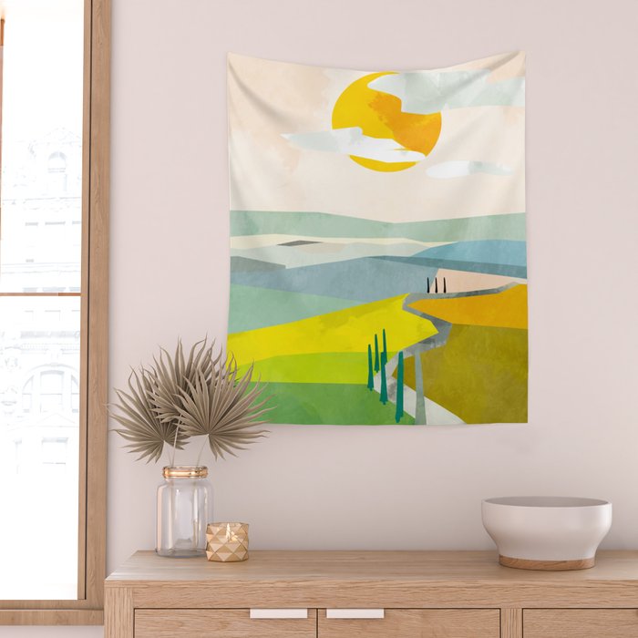 Tuscany italy landscape abstract art Wall Tapestry Gallery Image 2