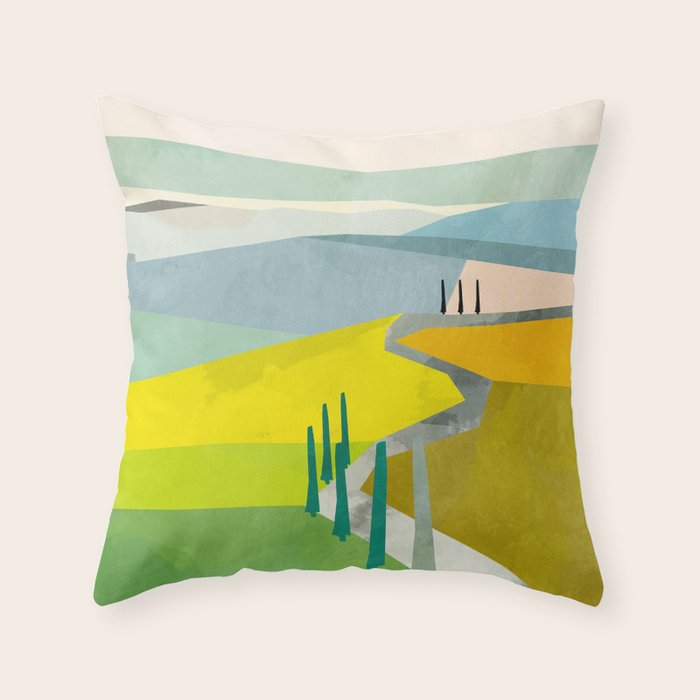 Tuscany italy landscape abstract art Throw Pillow Gallery Image 6