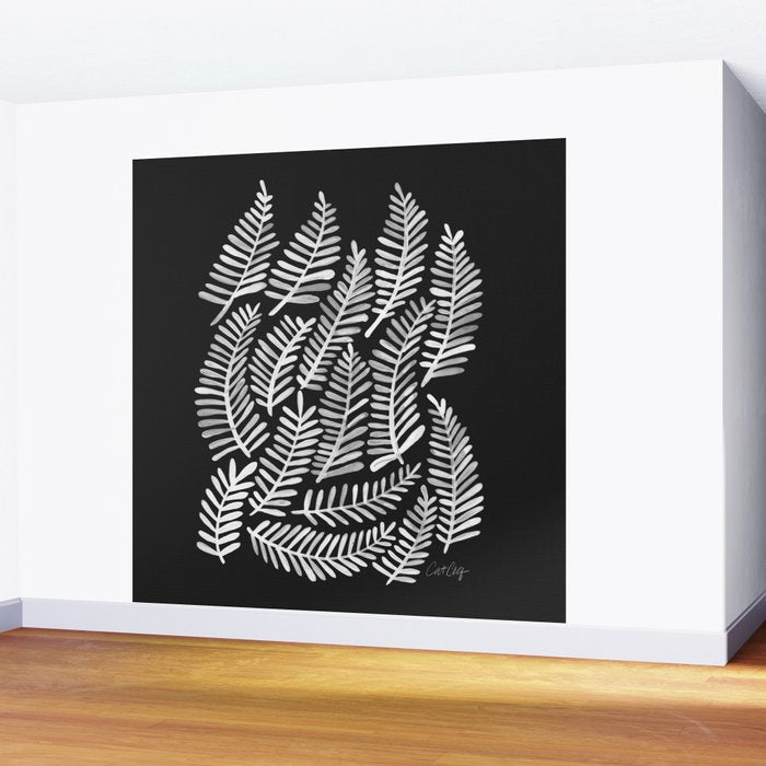 Modern Fronds - White on Black Palette Wall Mural Gallery Image 2