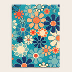 Groovy Retro Garden Flowers 60s 70s Floral Pattern in Blue and Orange Notebook Gallery Image 4