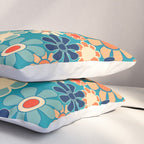 Groovy Retro Garden Flowers 60s 70s Floral Pattern in Blue and Orange Pillow Sham Gallery Image 3