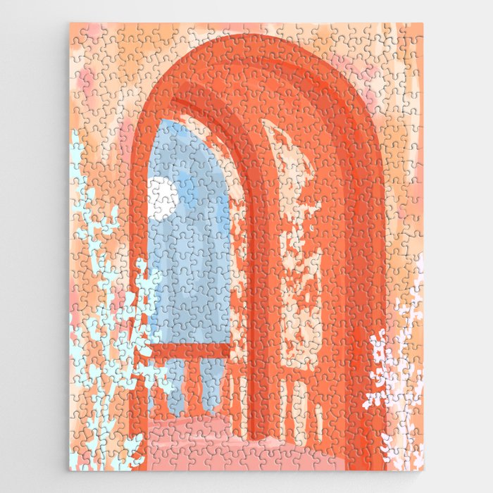 Moonlit, Summer Day Home Decor, Architecture Indoor Building Interior Design, Full Moon Bohemian Eclectic Bright, Mindful Spiritual Joy Painting Jigsaw Puzzle Gallery Image 1