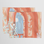 Moonlit, Summer Day Home Decor, Architecture Indoor Building Interior Design, Full Moon Bohemian Eclectic Bright, Mindful Spiritual Joy Painting Placemat Gallery Image 1