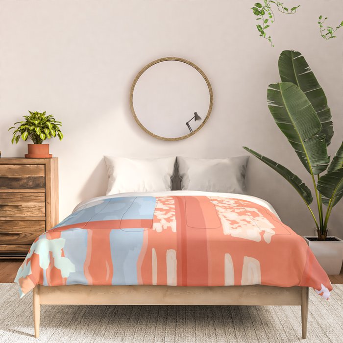 Moonlit, Summer Day Home Decor, Architecture Indoor Building Interior Design, Full Moon Bohemian Eclectic Bright, Mindful Spiritual Joy Painting Comforter Gallery Image 3