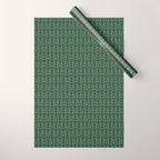 Green and Navy Botanical Scalloped Art Deco Pattern Wrapping Paper Gallery Image 1