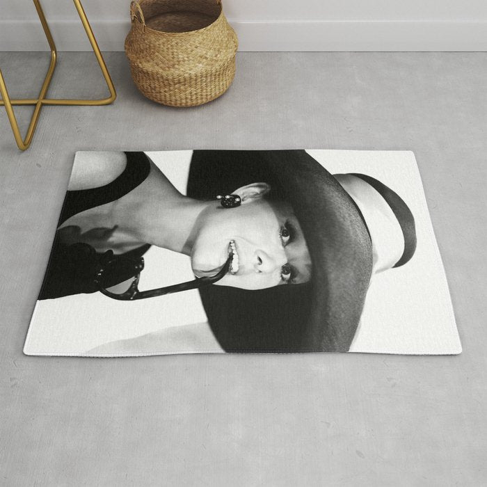 Audrey Hepburn Portrait, Black and White Vintage  Rug Gallery Image 1