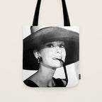 Audrey Hepburn Portrait, Black and White Vintage  Tote Bag Gallery Image 1