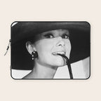 Audrey Hepburn Portrait, Black and White Vintage  Laptop Sleeve Gallery Image 1