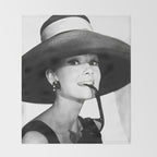 Audrey Hepburn Portrait, Black and White Vintage  Throw Blanket Gallery Image 2
