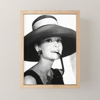 Audrey Hepburn Portrait, Black and White Vintage  Mini Art Print Gallery Image 1
