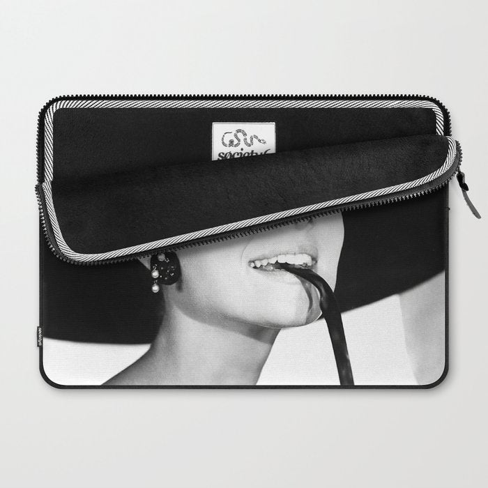 Audrey Hepburn Portrait, Black and White Vintage  Laptop Sleeve Gallery Image 2