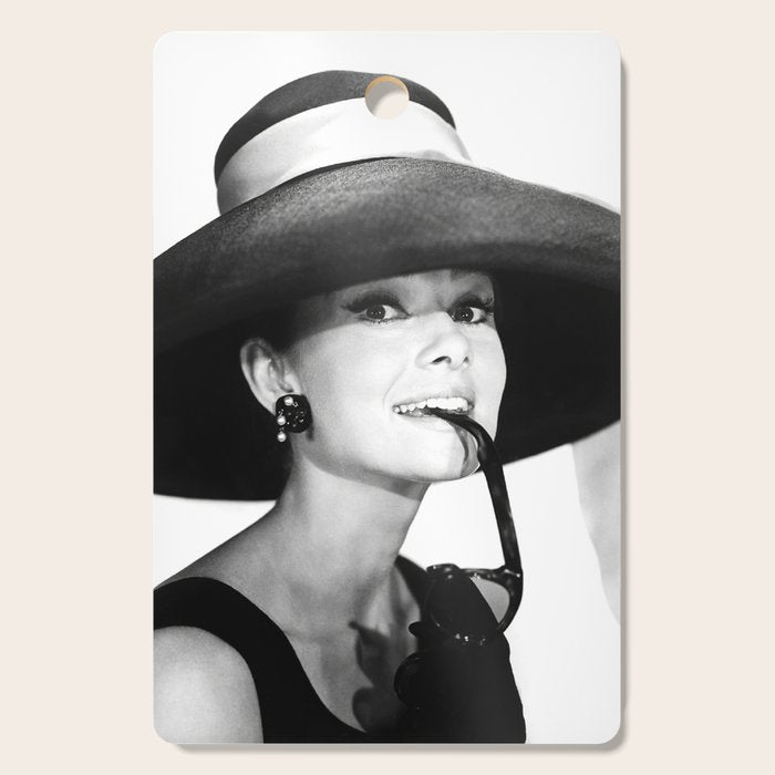 Audrey Hepburn Portrait, Black and White Vintage  Cutting Board Gallery Image 1