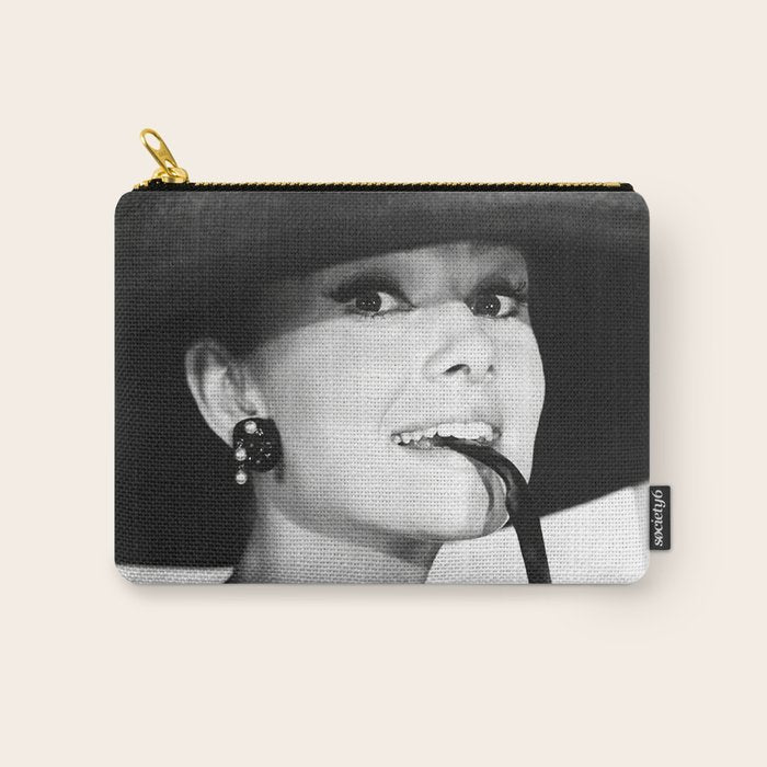 Audrey Hepburn Portrait, Black and White Vintage  Carry All Pouch Gallery Image 1