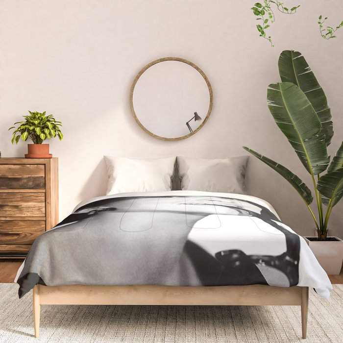 Audrey Hepburn Portrait, Black and White Vintage  Comforter Gallery Image 3