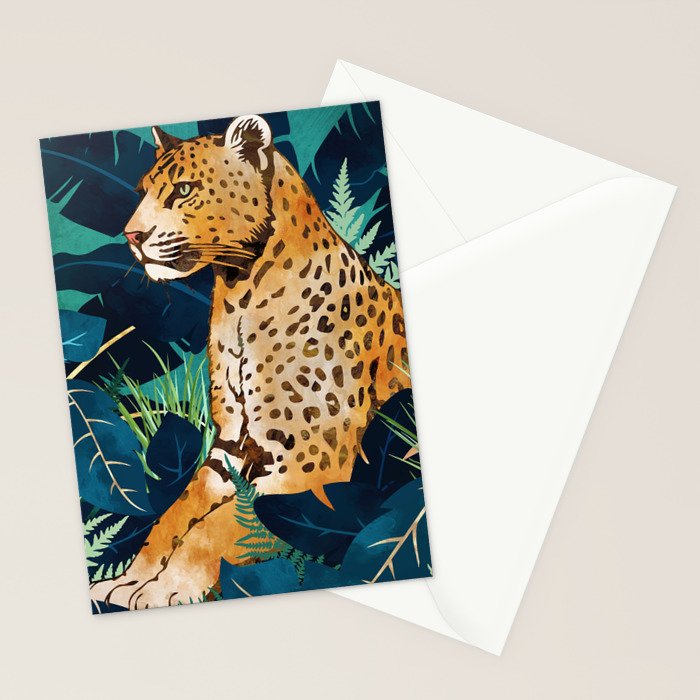 Leopard and Indigo Botanical Stationery Card Gallery Image 2