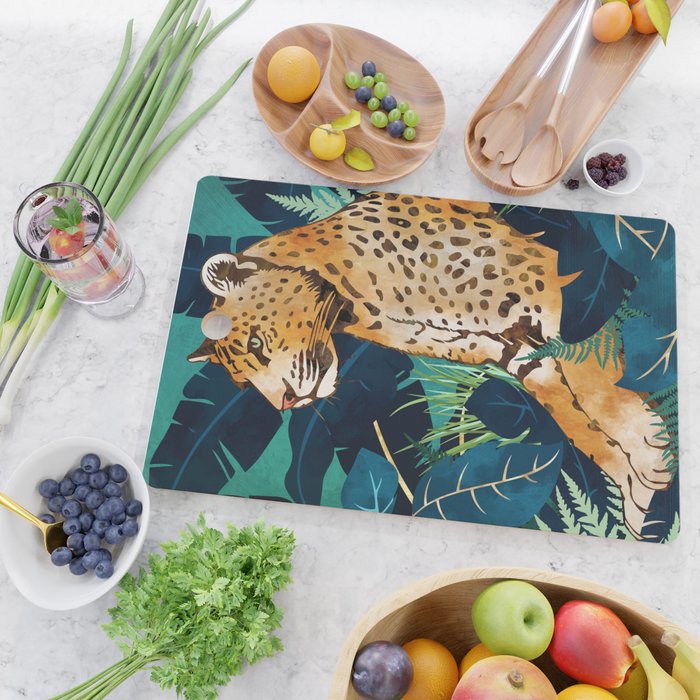 Leopard and Indigo Botanical Cutting Board Gallery Image 2