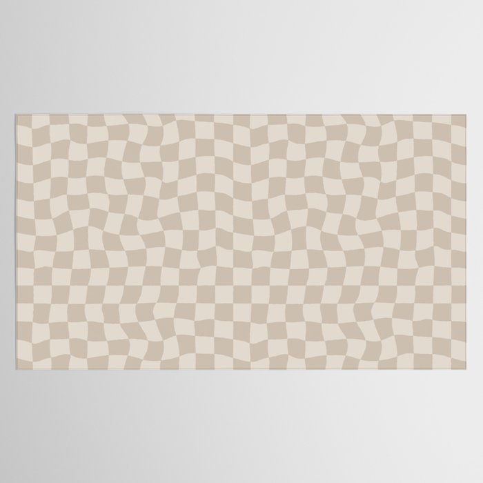 Warped Checkerboard - Neutral Beige Tablecloth Gallery Image 2