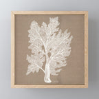 Sea Fan Coral - White on Kraft Mini Art Print Gallery Image 1