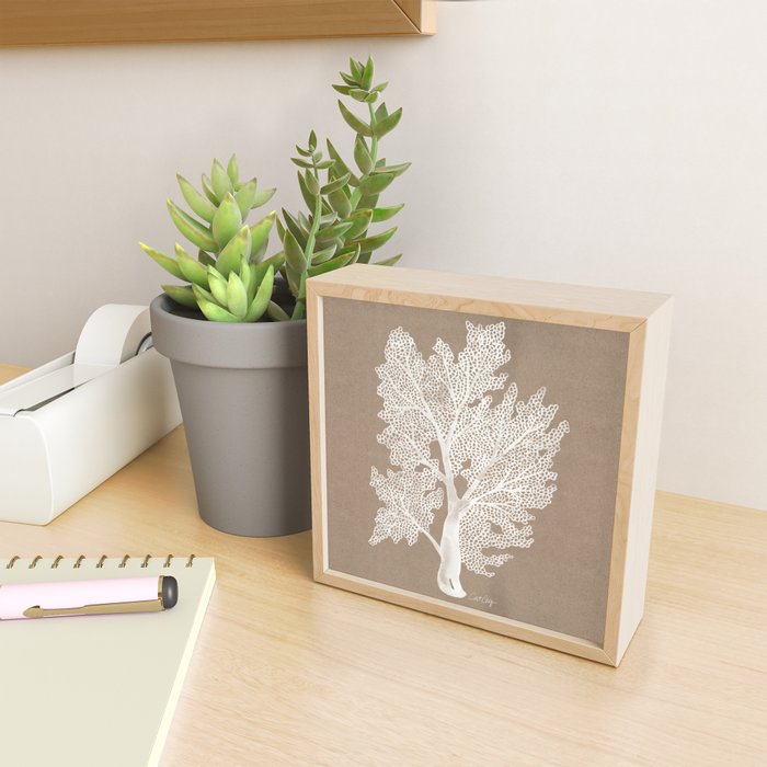 Sea Fan Coral - White on Kraft Mini Art Print Gallery Image 2