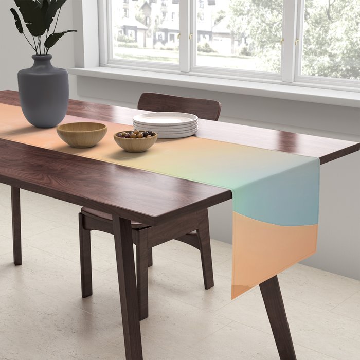 The Ring, Pastel Soft Gradient Shading, Geometrical Circle of Life Graphic, Digital Shapes Eclectic Modern, Futuristic Mindful Eclectic Meditation, Bohemian Yoga Spiritual Table Runner Gallery Image 2