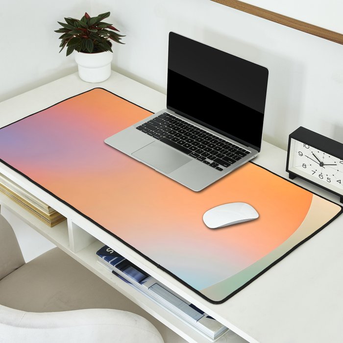 The Ring, Pastel Soft Gradient Shading, Geometrical Circle of Life Graphic, Digital Shapes Eclectic Modern, Futuristic Mindful Eclectic Meditation, Bohemian Yoga Spiritual Desk Mat Gallery Image 2