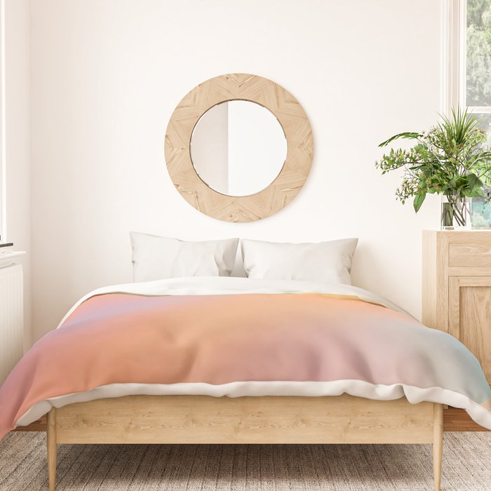 The Ring, Pastel Soft Gradient Shading, Geometrical Circle of Life Graphic, Digital Shapes Eclectic Modern, Futuristic Mindful Eclectic Meditation, Bohemian Yoga Spiritual Duvet Cover Gallery Image 3