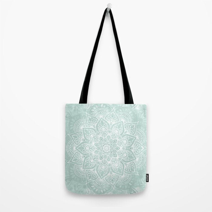 Mandala, Yoga, Love, Flower of Life, Teal Green Tote Bag Gallery Image 2