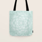 Mandala, Yoga, Love, Flower of Life, Teal Green Tote Bag Gallery Image 1