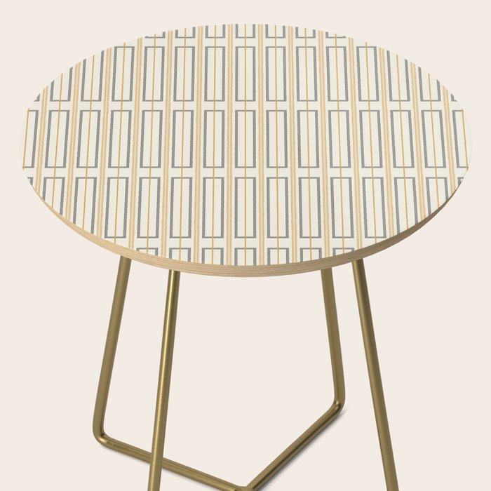 Minimalist Scandi Geometric Geo Box Striped Pattern in Cream Mustard Gold Charcoal Side Table Gallery Image 2