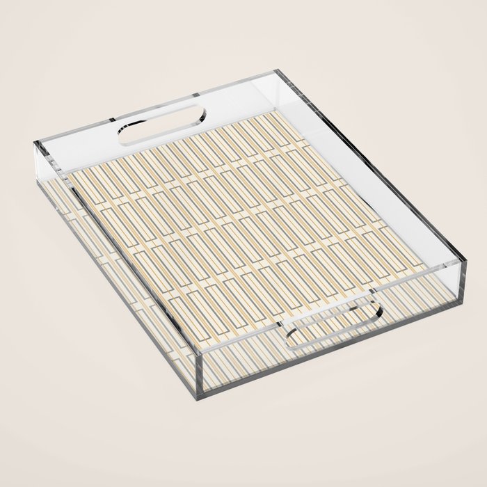 Minimalist Scandi Geometric Geo Box Striped Pattern in Cream Mustard Gold Charcoal Acrylic Tray Gallery Image 1