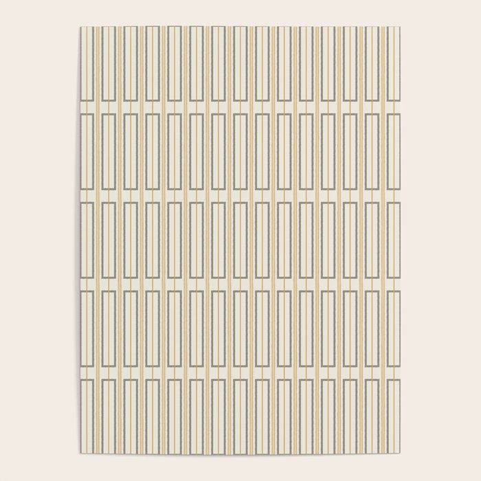 Minimalist Scandi Geometric Geo Box Striped Pattern in Cream Mustard Gold Charcoal Poster Gallery Image 4