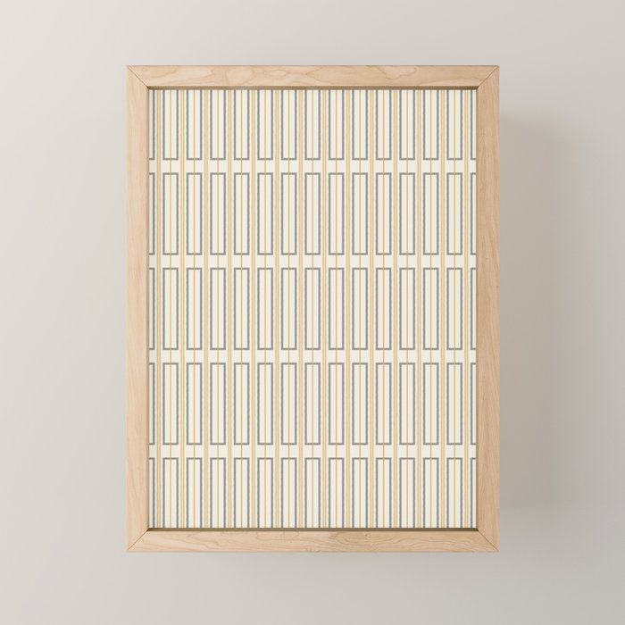 Minimalist Scandi Geometric Geo Box Striped Pattern in Cream Mustard Gold Charcoal Mini Art Print Gallery Image 1