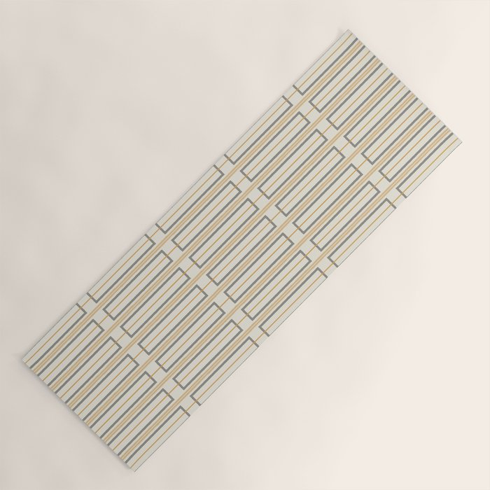 Minimalist Scandi Geometric Geo Box Striped Pattern in Cream Mustard Gold Charcoal Yoga Mat Gallery Image 1