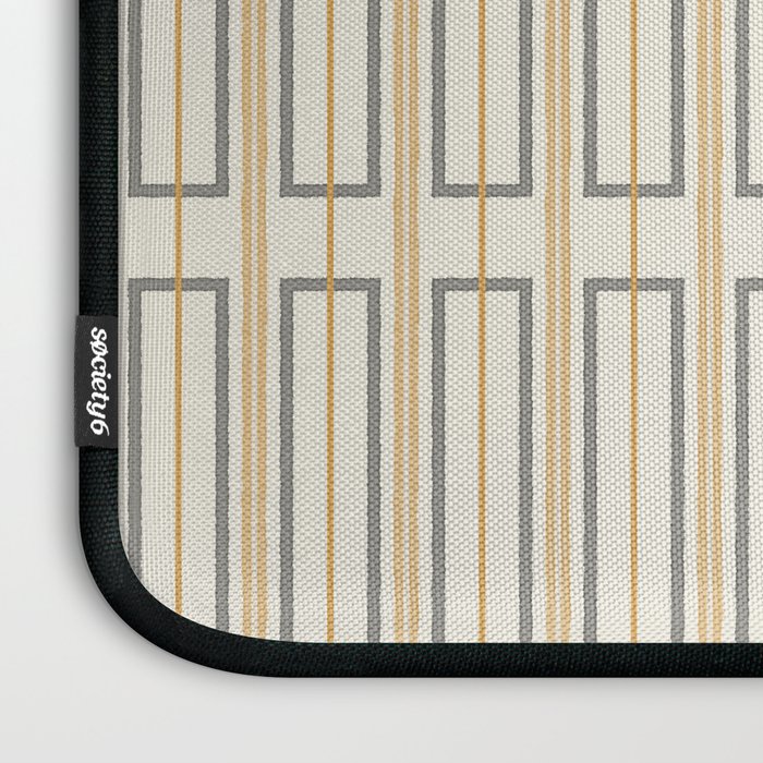 Minimalist Scandi Geometric Geo Box Striped Pattern in Cream Mustard Gold Charcoal Laptop Sleeve Gallery Image 3