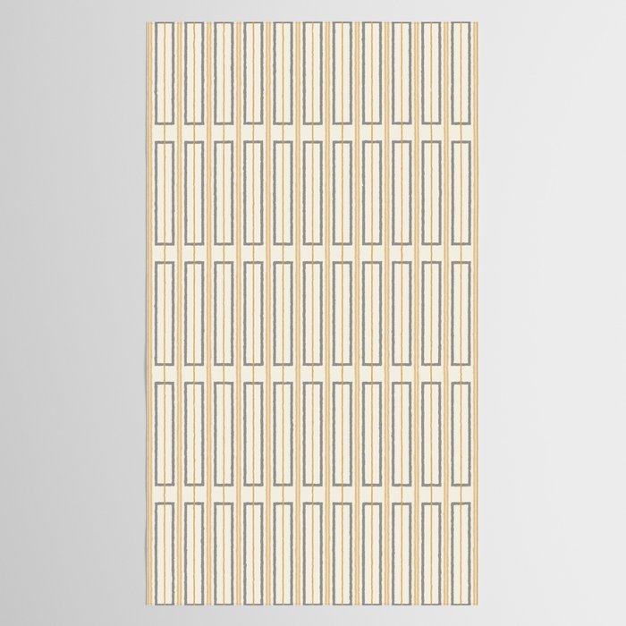 Minimalist Scandi Geometric Geo Box Striped Pattern in Cream Mustard Gold Charcoal Tablecloth Gallery Image 2