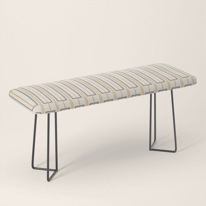 Minimalist Scandi Geometric Geo Box Striped Pattern in Cream Mustard Gold Charcoal Bench Gallery Image 1