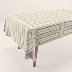 Minimalist Scandi Geometric Geo Box Striped Pattern in Cream Mustard Gold Charcoal Tablecloth Gallery Image 1