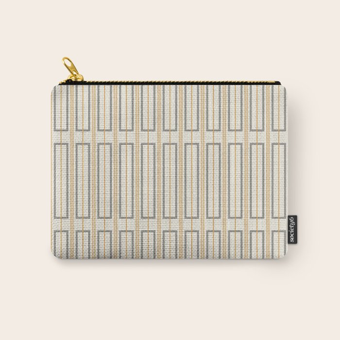 Minimalist Scandi Geometric Geo Box Striped Pattern in Cream Mustard Gold Charcoal Carry All Pouch Gallery Image 1