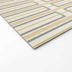 Minimalist Scandi Geometric Geo Box Striped Pattern in Cream Mustard Gold Charcoal Welcome Mat Gallery Image 2