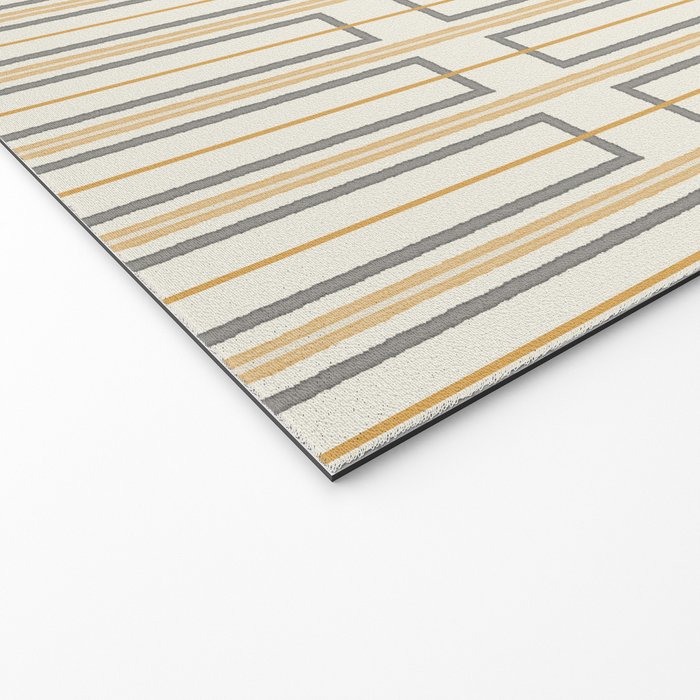 Minimalist Scandi Geometric Geo Box Striped Pattern in Cream Mustard Gold Charcoal Welcome Mat Gallery Image 2