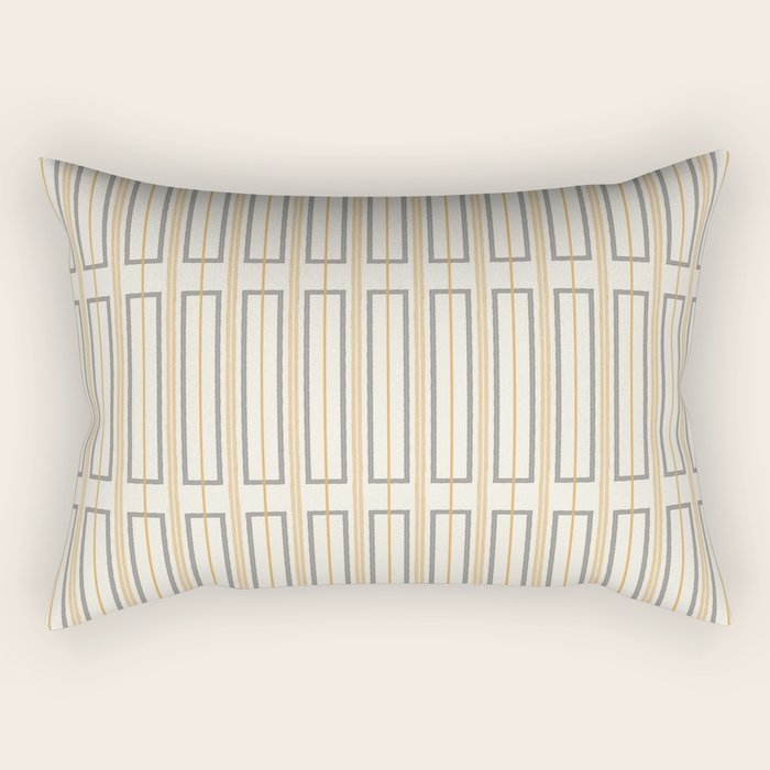Minimalist Scandi Geometric Geo Box Striped Pattern in Cream Mustard Gold Charcoal Rectangular Pillow Gallery Image 1