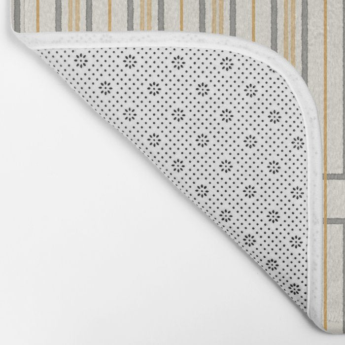 Minimalist Scandi Geometric Geo Box Striped Pattern in Cream Mustard Gold Charcoal Bath Mat Gallery Image 2